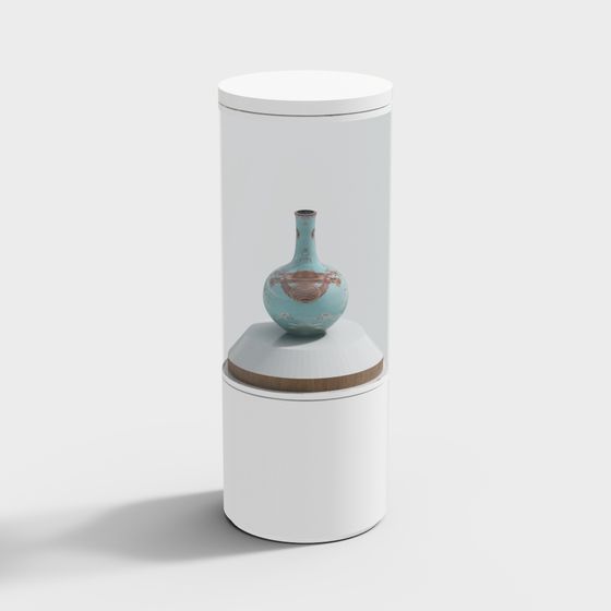 Elegant Display Cabinet with Vase 3D model