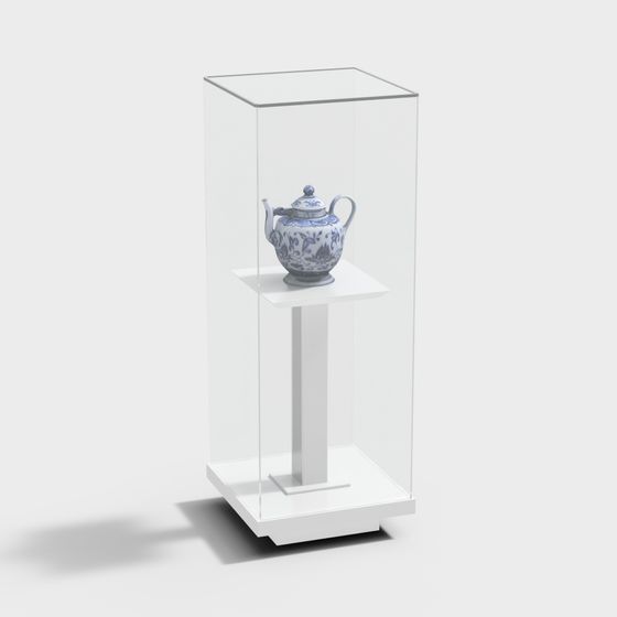 Blue and White Porcelain Teapot Display Cabinet 3D model