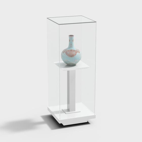 Elegant Celadon Vase Display Cabinet 3D model for Art Projects