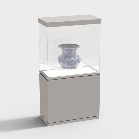 Elegant Low-Polygon Display Cabinet 3D model