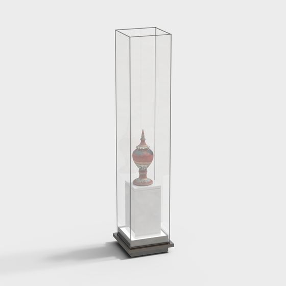Oriental Vase in Display Case 3D model
