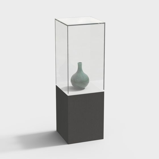 Elegant Glass Display Case 3D model for Design Projects