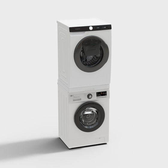 Sleek White Washing Machine 3D model