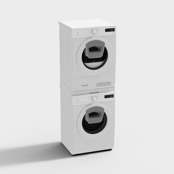 Minimalist Washing Machine and Dryer 3D model