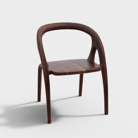 Streamlined Wooden Chair 3D model