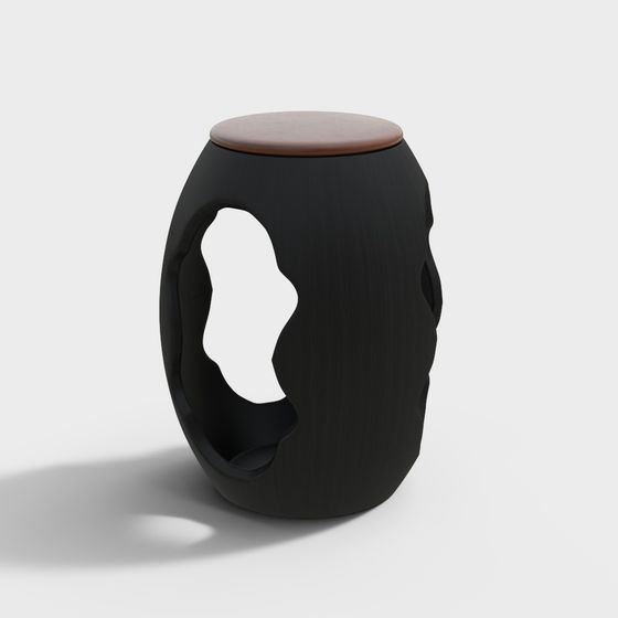 Streamlined Round Stool 3D model