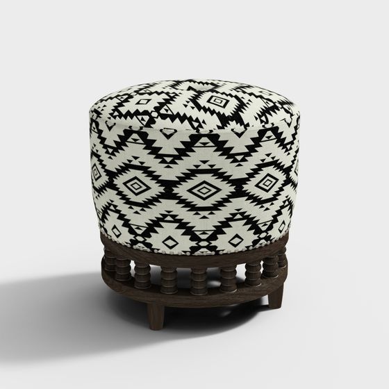 Elegant Round Stool 3D Model for Modern Interiors