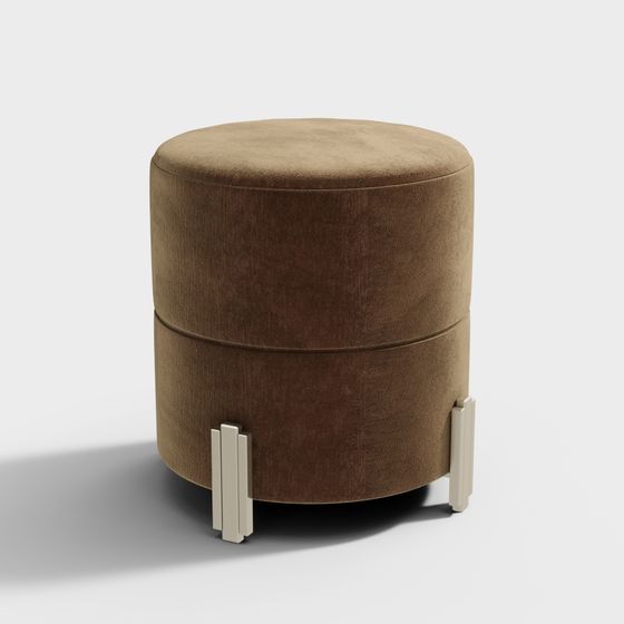Vintage Round Ottoman 3D model