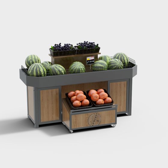 Vibrant Fruit Stall 3D model for Creative Projects