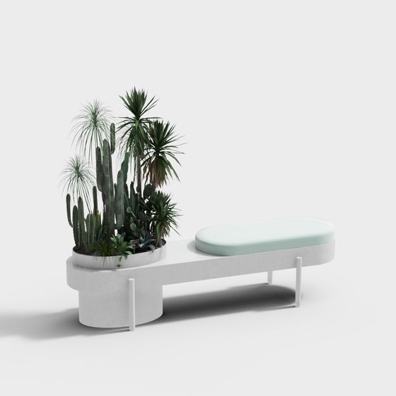 Urban Green Plant Bench 3D model