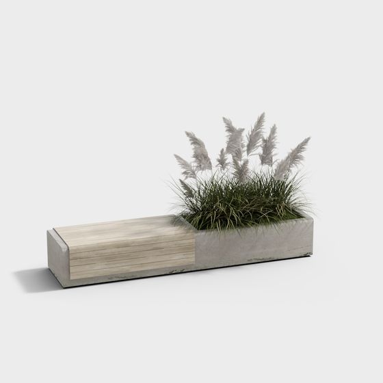 Concrete Planter Bench 3D model for Urban Spaces