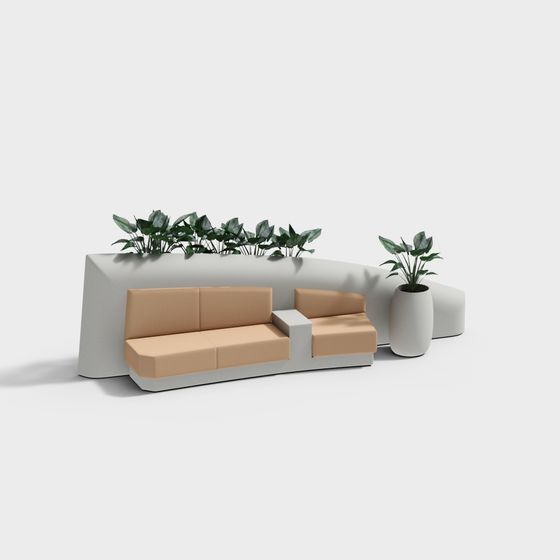 Stylish Sofa 3D model for Contemporary Spaces