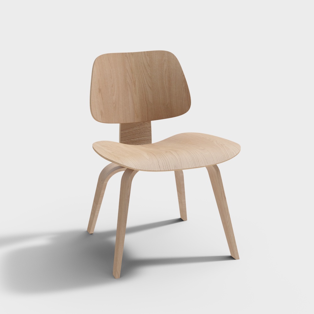 Elegant Minimalist Chair 3D Model – Light Wood Design