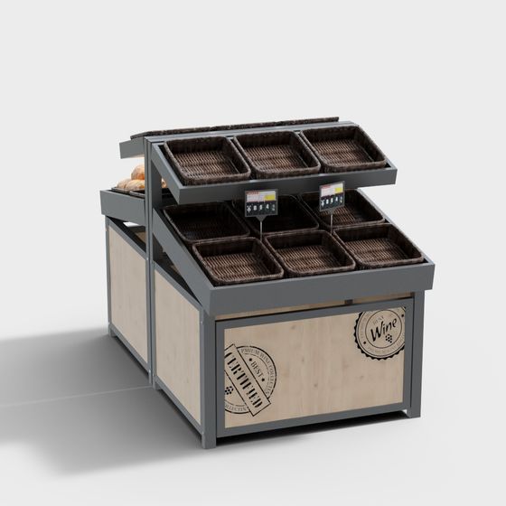 Stylish Bread Display Case 3D model for Retail Environments