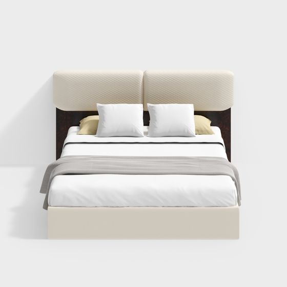 Elegant Low-Poly Bed 3D model for Modern Interiors