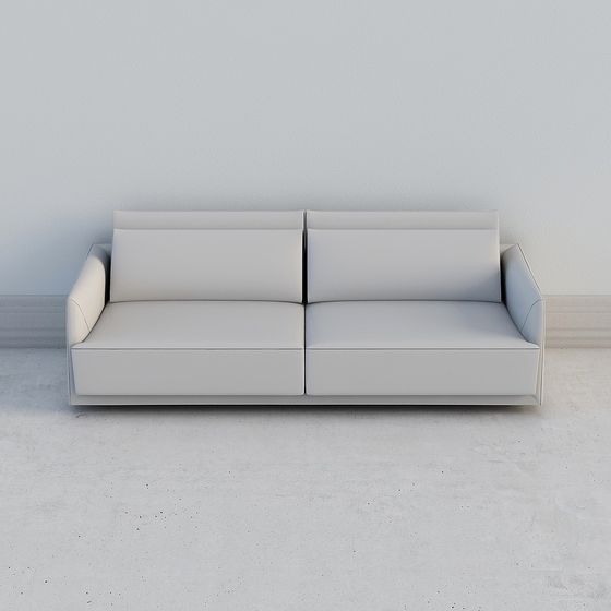 Minimalist Gray Leather Sofa 3D model