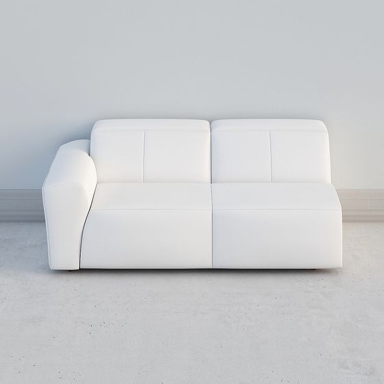 Minimalist White Leather Sofa 3D model