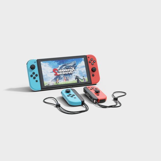 Vivid Nintendo Switch 3D model with Detailed Controllers