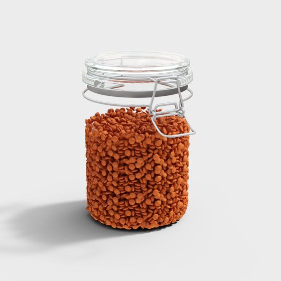 Realistic Glass Jar Filled with Red Lentils 3D model
