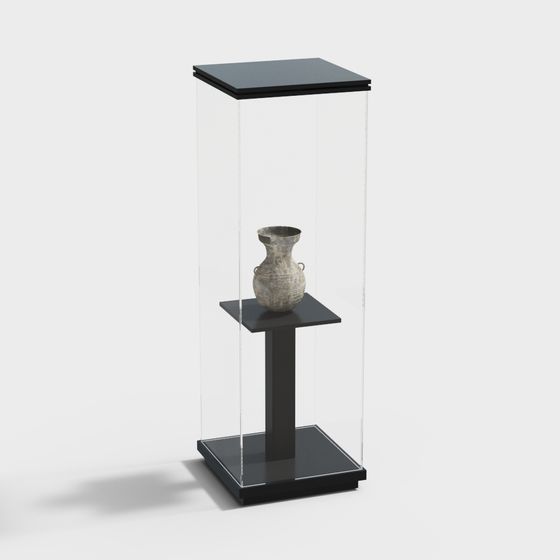 Elegant Low-Poly Display Cabinet 3D model