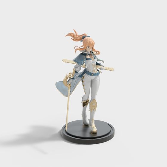 Low-Polygon Warrior Maiden 3D model