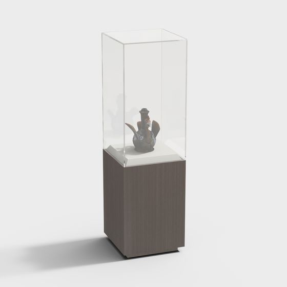 Antique Bird Pot Display Case 3D model