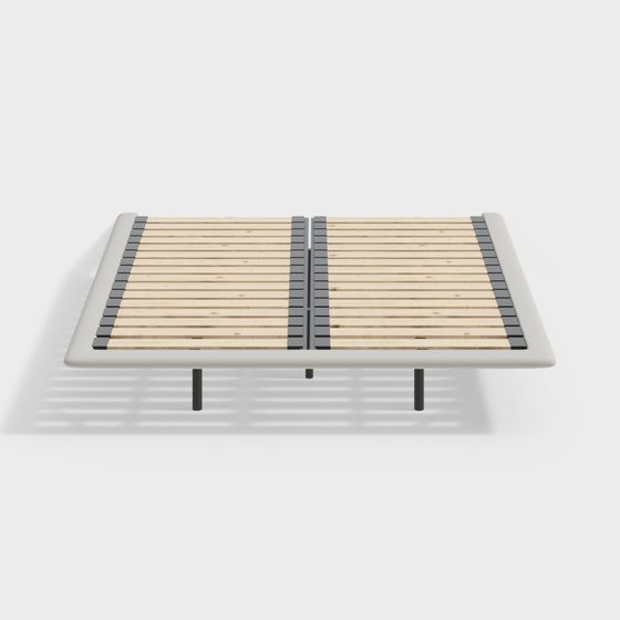 Modern Rib Cage Bed Frame 3D Model in White