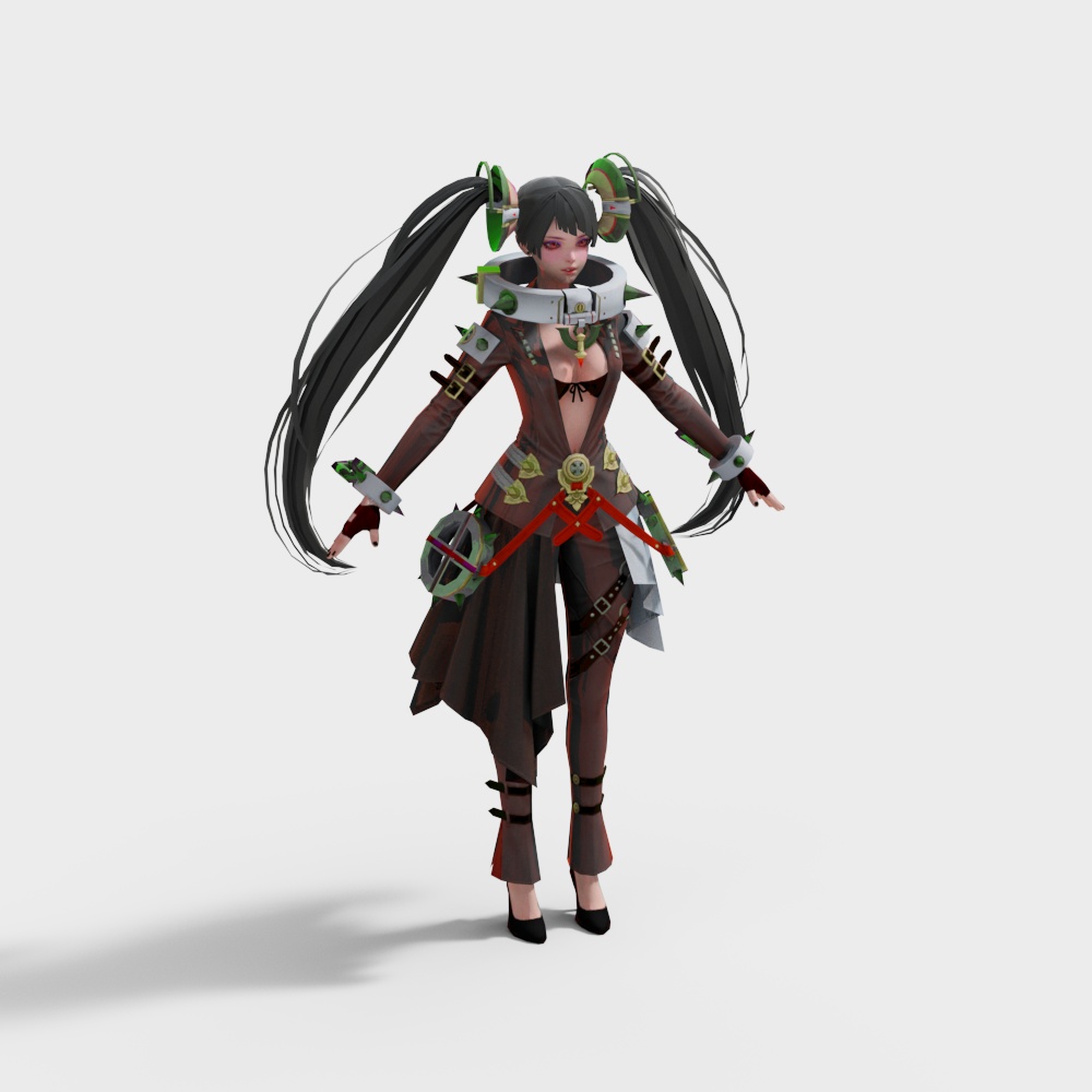 Steampunk-Inspired Mechanical Girl 3D model