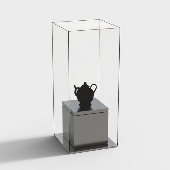 Vintage Teapot in Glass Display Case 3D model