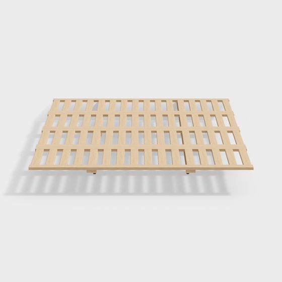 Modern Rib Cage Bed Frame 3D Model in Wood Color