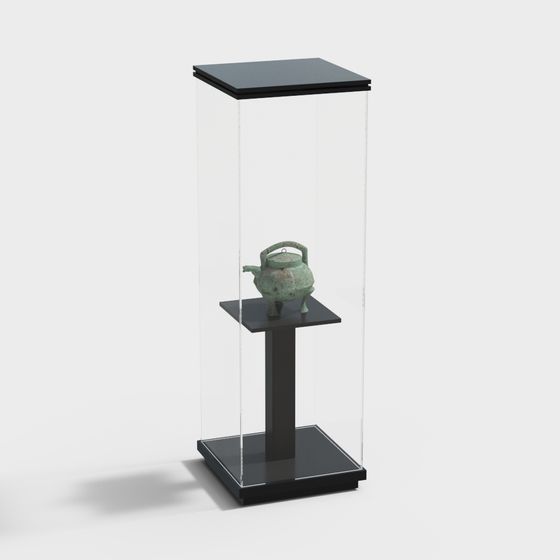 Antique Copper Teapot Display Cabinet 3D model