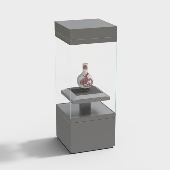 Showcase with Antique Vase 3D model