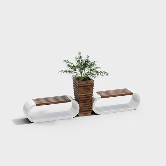 City Oasis Bench 3D model for Urban Spaces