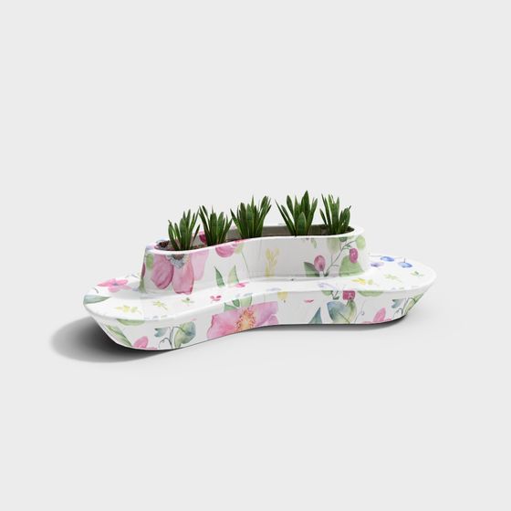 Elegant Low-Poly Flower Pot 3D model