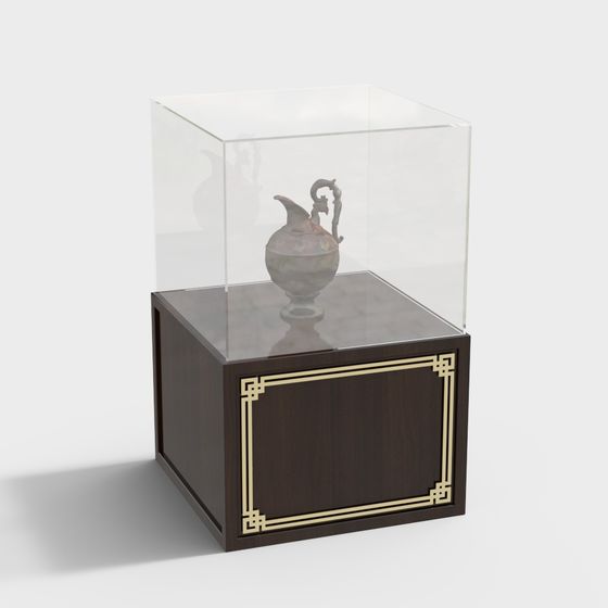 Elegant Low-Polygon Display Cabinet 3D model