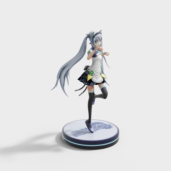 Anime Girl in White Dress 3D model