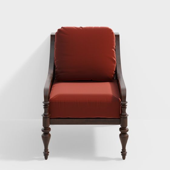 Chic Vintage Red Mahogany Armchair 3D model for Modern Spaces