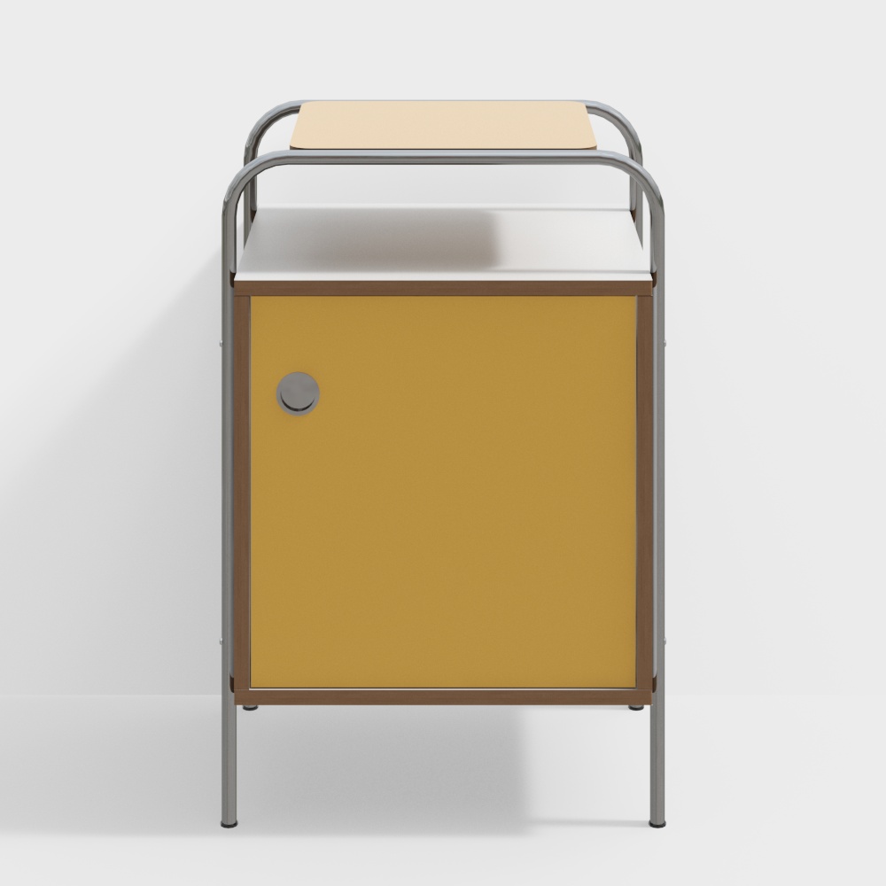 Stylish Low-Poly Nightstand 3D Model – Mustard Yellow Design