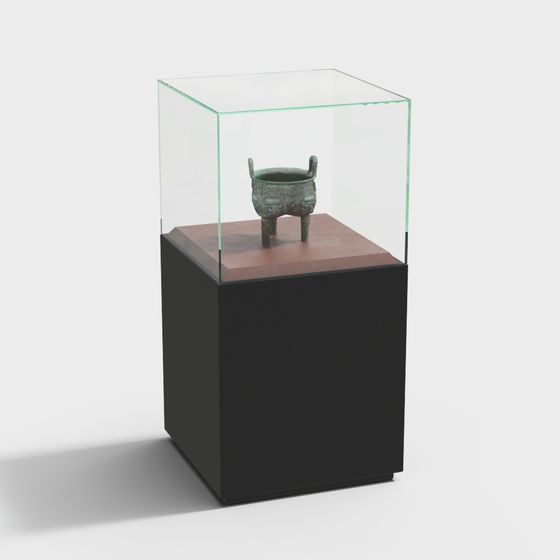Elegant Bronze Tripod Display Cabinet 3D model