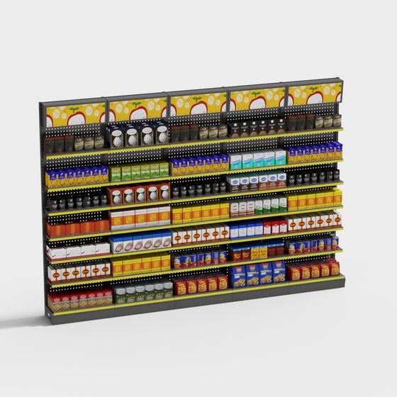 Low-Poly Supermarket Shelf 3D model