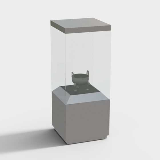 Vintage Display Cabinet with Antique Pot 3D model