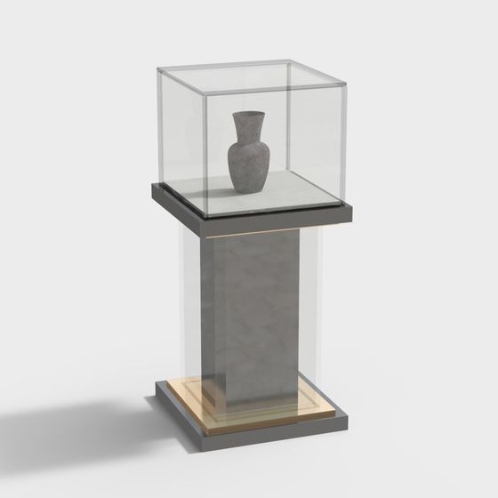 Elegant Low-Polygon Display Cabinet 3D model