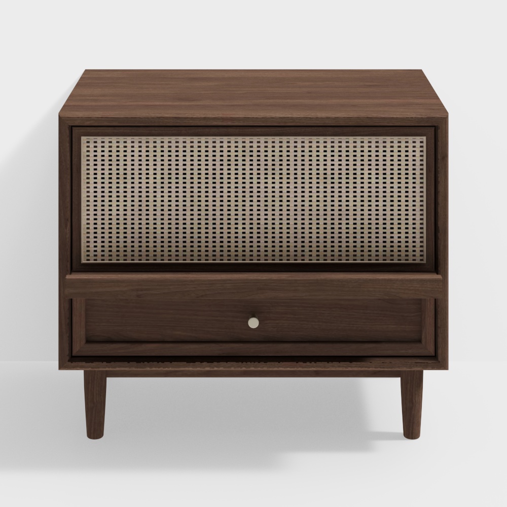 와비-사비 스타일 라탄 침대 탁자