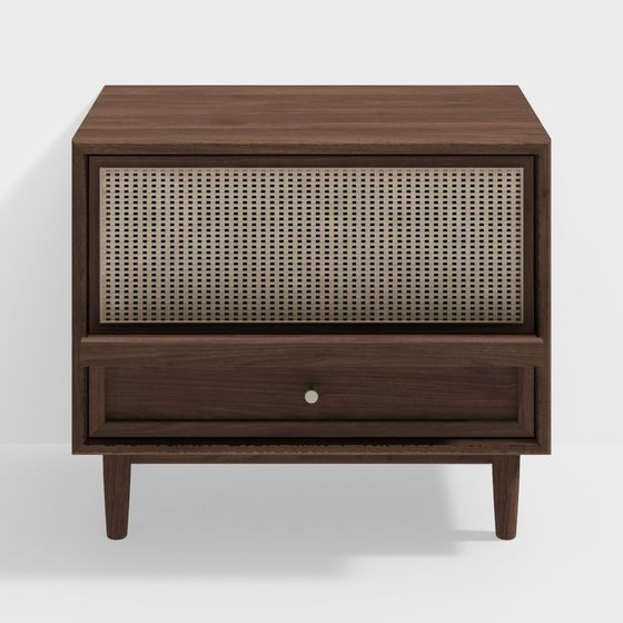 와비-사비 스타일 라탄 침대 탁자