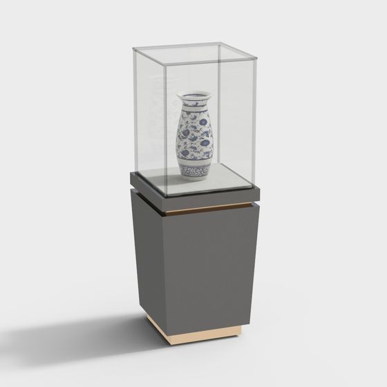 Stunning Blue and White Porcelain Display Cabinet 3D model