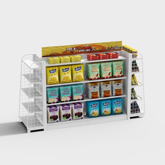 Vibrant Low-Poly Snack Shelf 3D model