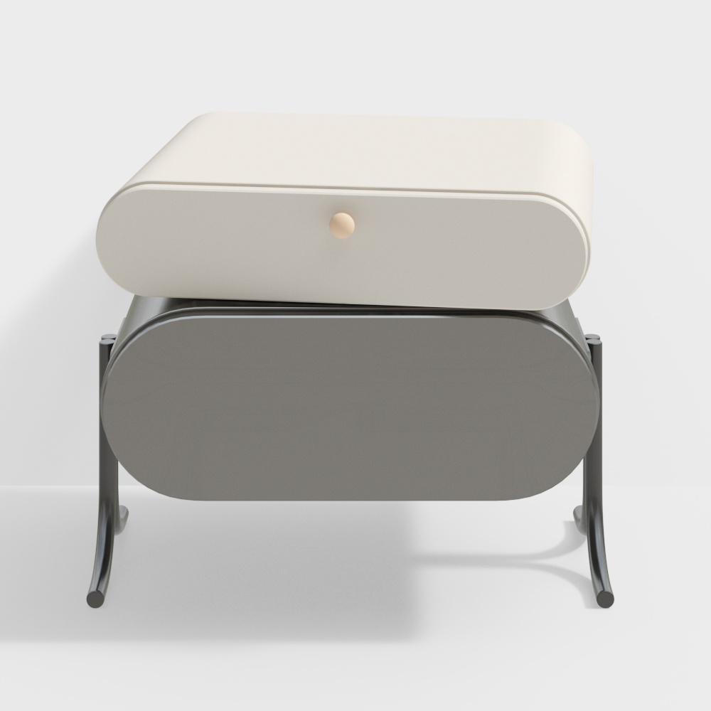 Streamlined Storage Stool 3D Model – Low-Poly Modern Design