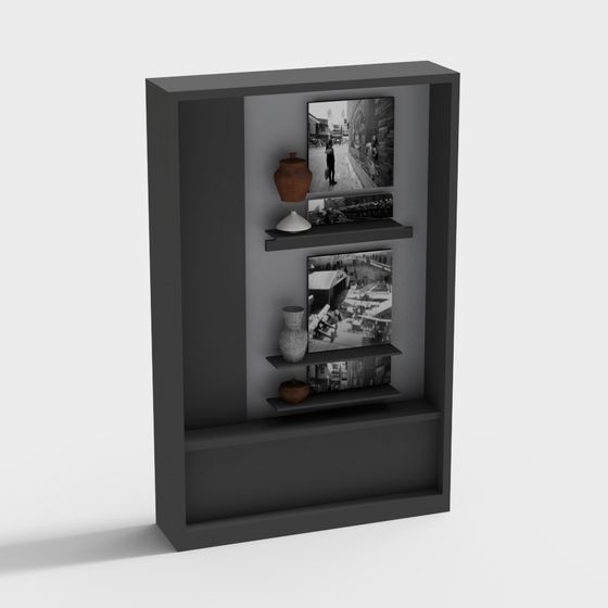 Elegant Low-Poly Bookshelf 3D model for Modern Interiors