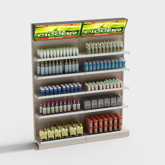 Realistic Grocery Shelf 3D Model