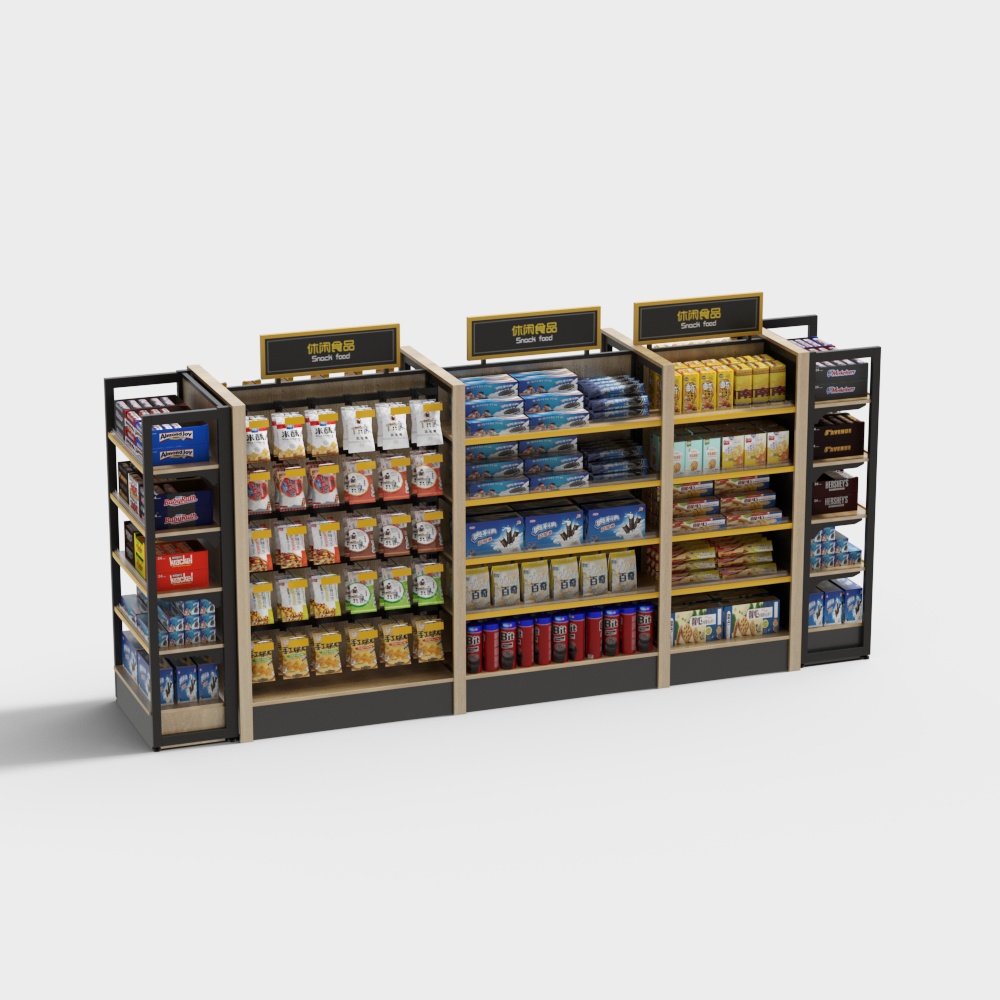 Armario de aperitivos de estantería de pared de supermercado